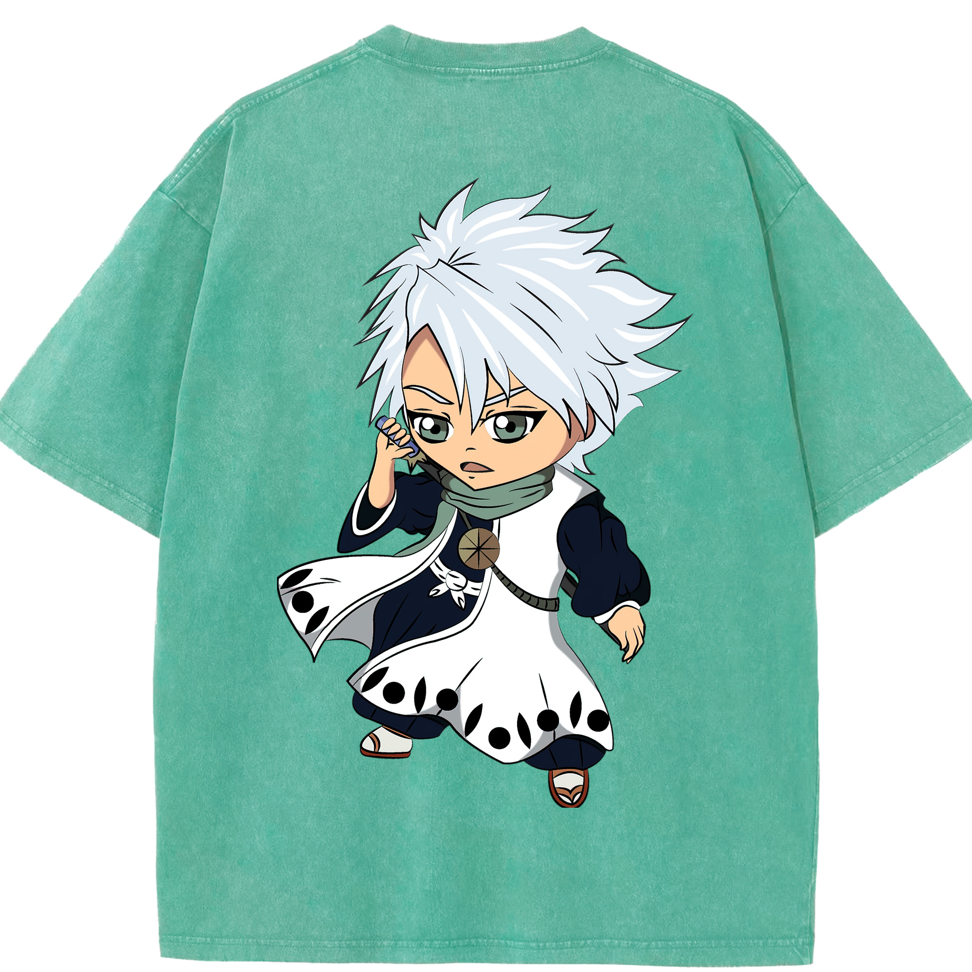 （画像用） ブリーチ 日番谷冬獅郎（ひつがや とうしろう） BLEACH Hitsugaya Toushirou 綿100% ヴィンテージ風 半袖Tシャツ（背面プリント）